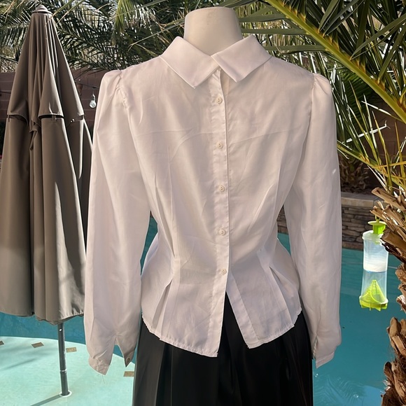 Vintage Retro White & Black Blouse - Picture 7 of 8